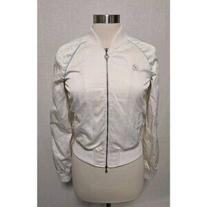 Y2K Vintage Abercrombie & Fitch Satin bomber jacket Womens size Large White